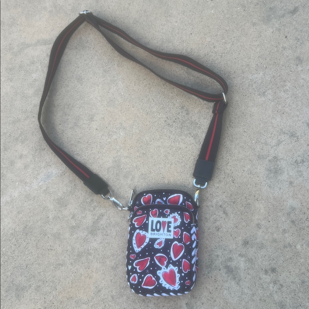 Brighton Love 'Hearts & Flutter Crossbody Black/Red Bag - Picture 2 of 8